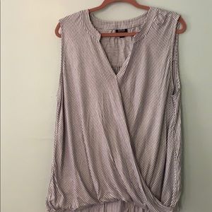 Blue and white striped sleeveless top